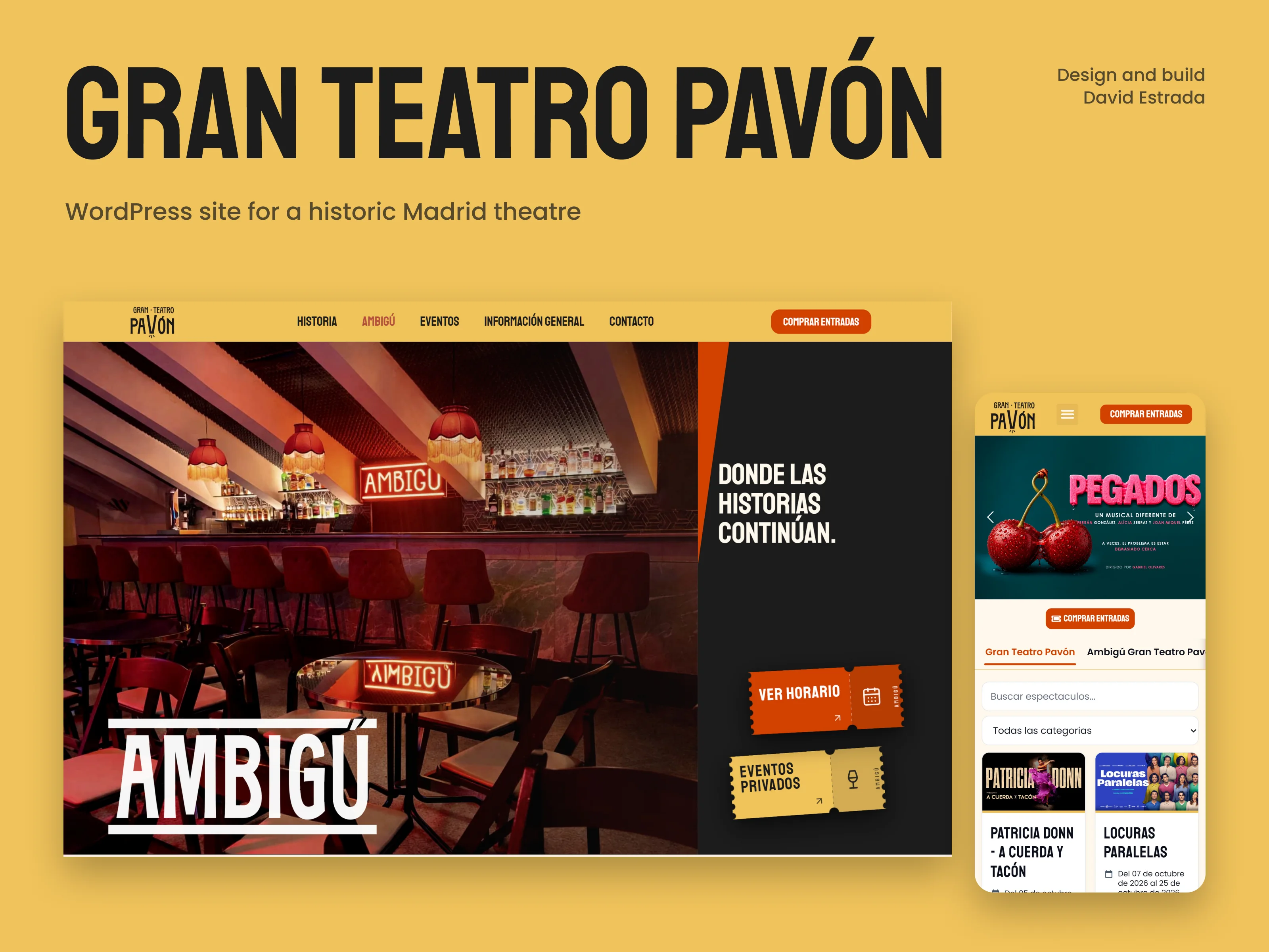 Cover poster for Gran Teatro Pavón: the site on desktop and on a phone