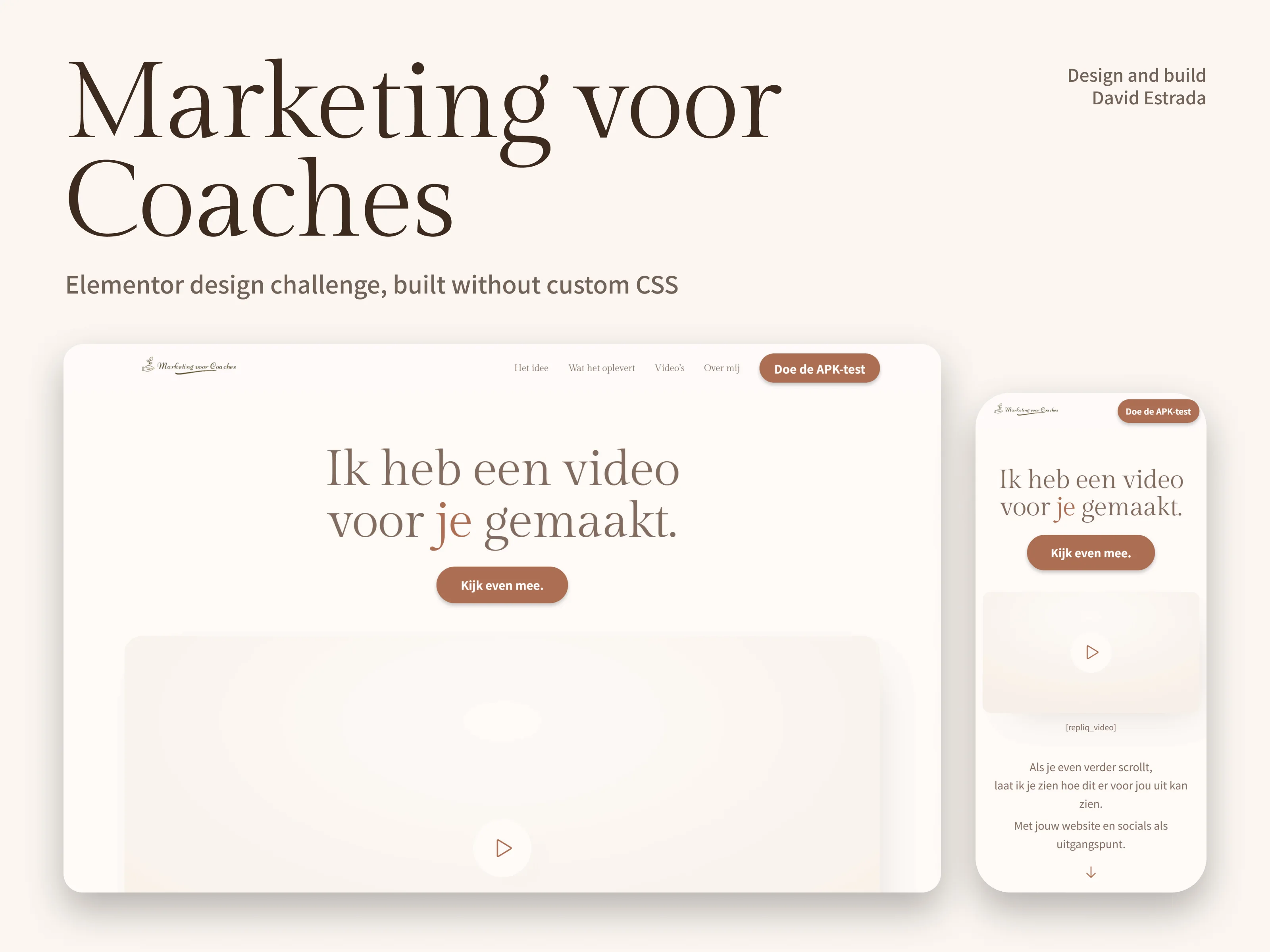 Cover poster for Marketing voor Coaches: the site on desktop and on a phone