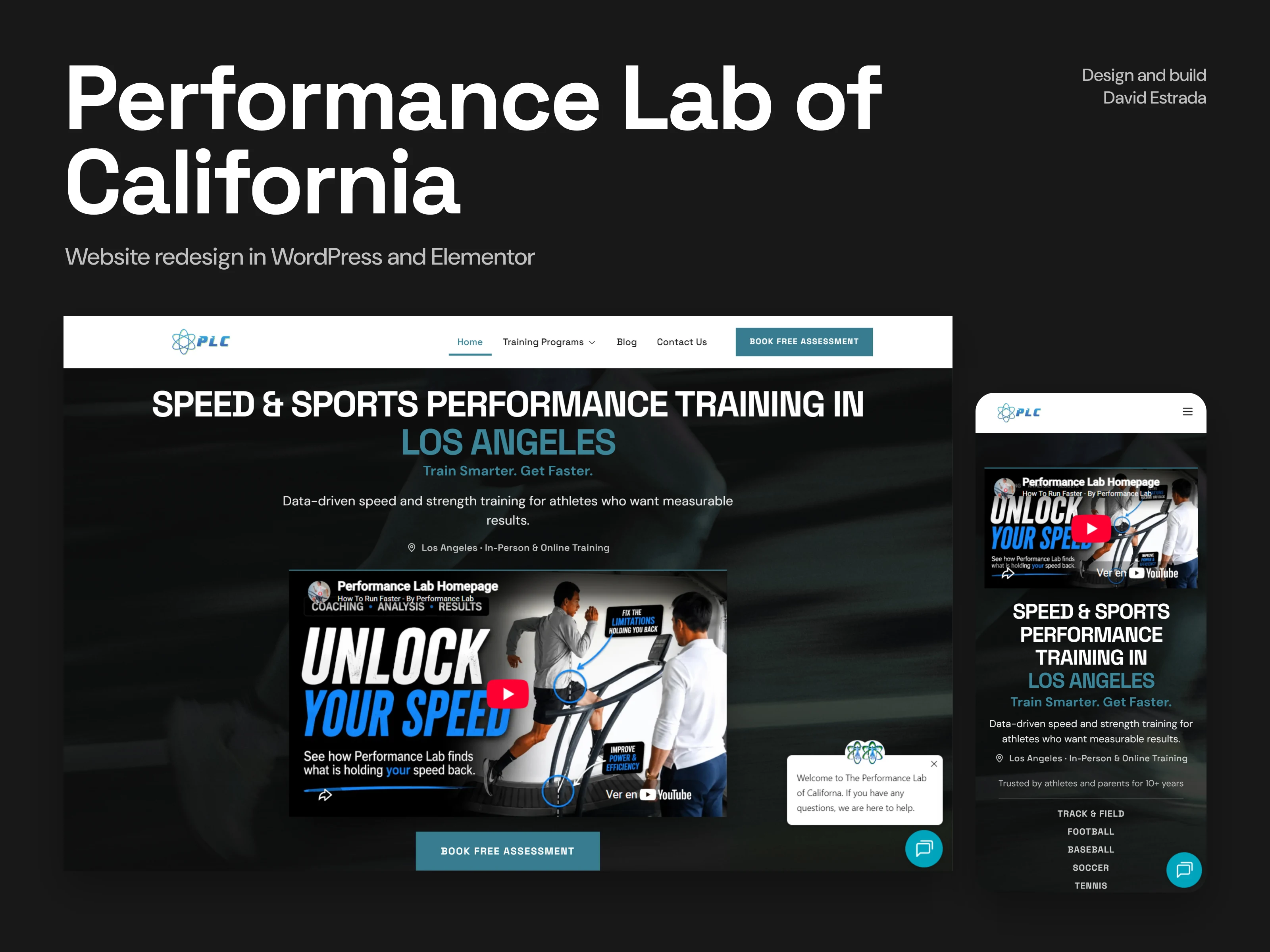 Cover poster for Performance Lab of California: the site on desktop and on a phone